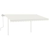 vidaXL Tenda na ručno uvlačenje sa stupovima 4 x 3 5 m krem | shoptok.hr