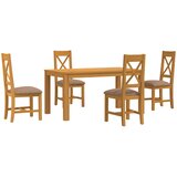  Blagovaonski set 5 kom. Siva Čvrsto Hrastovo Drvo 150 x 85 x 75 cm | shoptok.hr