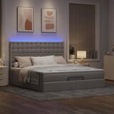  Otomanski krevet s madracem i LED smeđesivi 160x200cm tkanine | shoptok.hr