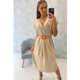 Kesi Dress with decorative belt in beige color Cijene