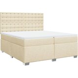  Krevet s oprugama i madracem krem 200 x 200 cm od tkanine | shoptok.hr