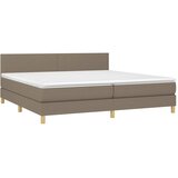  Krevet box spring s madracem LED smeđesivi 200x200 cm tkanina | shoptok.hr