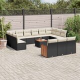  14-dijelni set vrtnih sofa s jastucima poliratan crni | shoptok.hr