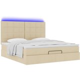 vidaXL Otomanski krevet s madracem i LED krem 160x200cm tkanine | shoptok.hr