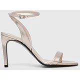 Calvin Klein Usnjeni sandali HEEL SANDAL 90 PEARL zlata barva, HW0HW02026