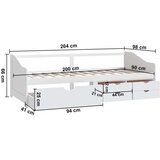 vidaXL trosjed/ležaj s ladicama bijeli 90 x 200 cm od masivne borovine | shoptok.hr