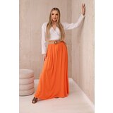 Kesi Włoski Viscose skirt with decorative belt orange Cene