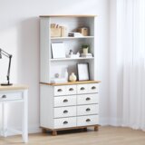vidaXL Hutch “ASKIM” Beli 91x40x183 cm Trden les iz bora | Shoptok.si