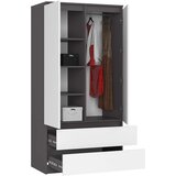 AKORD Garderobna Omara, 2 Vrata In 2 Predala, Grafitno Siva/Bela, (5000331615) | Shoptok.si
