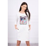 Kesi Dress with cat graphics 3D ecru Cijene