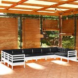  Vrtna sedežna garnitura 10-delna z blazinami bela borovina, (21087791) | Shoptok.si