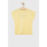 Pepe Jeans Dječja pamučna majica kratkih rukava boja: žuta