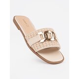 GOODIN Beige women's flip-flops with a gold chain | shoptok.hr