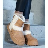 Gemre Dark beige eco-suede platform snow boots adorned with fur Peters | Shoptok.si