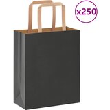 vidaXL Papirnate vrećice 250 kom s ručkama crne 18x8x22 cm Cijene