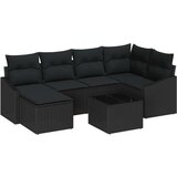 vidaXL Vrtni set za objedovanje Set od 7 Crna Ratan, Poliester | shoptok.hr