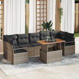 vidaXL 8-delni set vrtnih sof s blazinami siva poli ratan akacija | Shoptok.si
