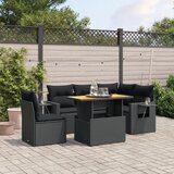  The Living Store Vrtna sedežna garnitura 6-delna z blazinami črna poli ratan - Vrtna Sedežna Garniture, (21458409) | Shoptok.si
