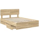  Krevetna konstrukcija s ladicama Sonoma hrast 150 x 200 cm Smeđa 206 x 153 x 90 cm | Shoptok.si