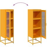 vidaXL Highboard Gorčično rumena 36x39x123 cm Hladno valjano jeklo | Shoptok.si
