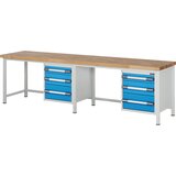 eurokraft pro delovna miza z ogrodjem serije 8, 6 predalov: 2 x 120, 2 x 180, 2 x 240 mm, šxg 2500 x 700 mm Cene