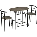 Bistro jedilni set, miza in 2 stola, črn, 80x53x74,5 cm, za kuhinjo in jedilnico, (5000493648)