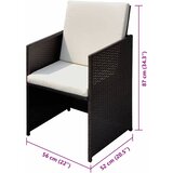 Vrtne stolice 3 pcs Smeđa 56 x 52 x 87 cm Poli ratan | shoptok.hr