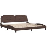  Posteljni okvir z LED lučkami rjav 200x200 cm umetno usnje, (21095131) | Shoptok.si