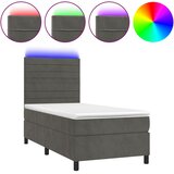  box spring s madracem LED tamnosivi 80 x 200 cm baršun | shoptok.hr