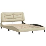  Okvir kreveta s LED svjetlima krem 140 x 190 cm od tkanine | shoptok.hr