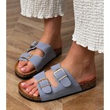 Gemre Blue sandals with buckles on cork sole Cloud | Shoptok.si