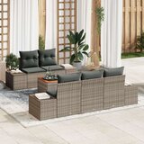 vidaXL 6-delni vrtni set s blazinami sivo poli ratan akacija | Shoptok.si