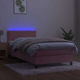  Krevet box spring s madracem LED ružičasti 100x200cm baršunasti | shoptok.hr