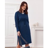 Fasardi Plus Size dress tied at the waist in navy blue Cijene
