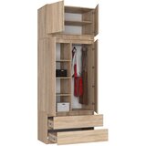 AKORD Garderobna Omara Z Nadgradnjo, 2 Vrata In 2 Predala, Hrast Sonoma, (5000331731) | Shoptok.si