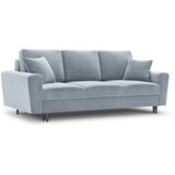 Cosmopolitan Design Svetlo modra žametna raztegljiva sedežna garnitura s prostorom za shranjevanje 235 cm Kyoto – | Shoptok.si