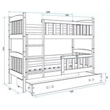  Krevet BMS Kubus na kat + ladica 200x90 cm, GRF grafit | shoptok.hr