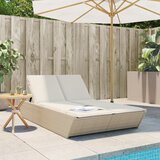 Maison Chic Dvojni Ležalnik - Sončna ležalnik z blazinami bež poli ratan, (22043343) | Shoptok.si