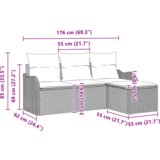 vidaXL 4-delna vrtna kavčna garnitura z blazinami črne poli ratan, 2-sedežni vrtni kavč s shrambo in blazinami črne poli ratan | Shoptok.si