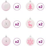  Set Božićnih Ukrasnih Kuglica 40 pcs Bijela i roza Plastika | shoptok.hr