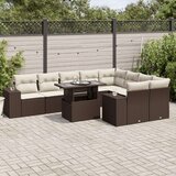 vidaXL 10-dijelni set vrtnih sofa od poliratana s jastucima smeđi | shoptok.hr