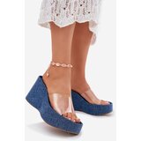 Boto Women's Wedge Sandals With Transparent Strap Denim Zolretia | shoptok.hr