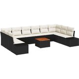vidaXL set namještaja za vrt od 11 dijelova s jastučićima Crni poly ratan Akacia | shoptok.hr