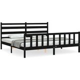 vidaXL okvir za krevet s uzglavljem crni 200 x 200 cm od masivnog drva | shoptok.hr