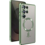 AVIZAR MagSafe ohišje za Samsung Galaxy S25 Ultra Silikonski kromirani okvir, Temno zelena, (5000014285) | Shoptok.si