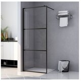  Steklena pregrada za tuš s prozornim ESG steklom črna 115x195cm | Shoptok.si