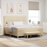  Krevet s opruga kutije s uzglavljem Krema 200 x 180 cm tkanina | shoptok.hr