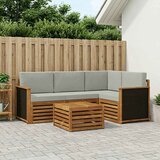  Set vanjskih sofa 5 pcs Prirodna i svjetlosiva 59 x 59 x 37 cm | shoptok.hr