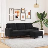 vidaXL Trosjed s tabureom crni 180 cm baršunasti Cijene