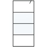 Pregrada za tuš crna 90 x 195 cm s napola mutnim staklom ESG | shoptok.hr